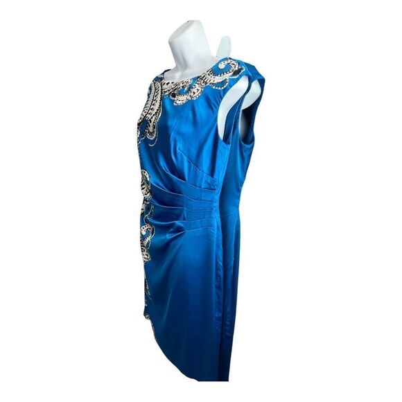 LAUREN RALPH LAUREN Blue Sating Midi Dress Size 10. - Picture 3 of 9